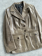 Italian Vintage Aged Leather Blazer Jacket - S/M - SYLK