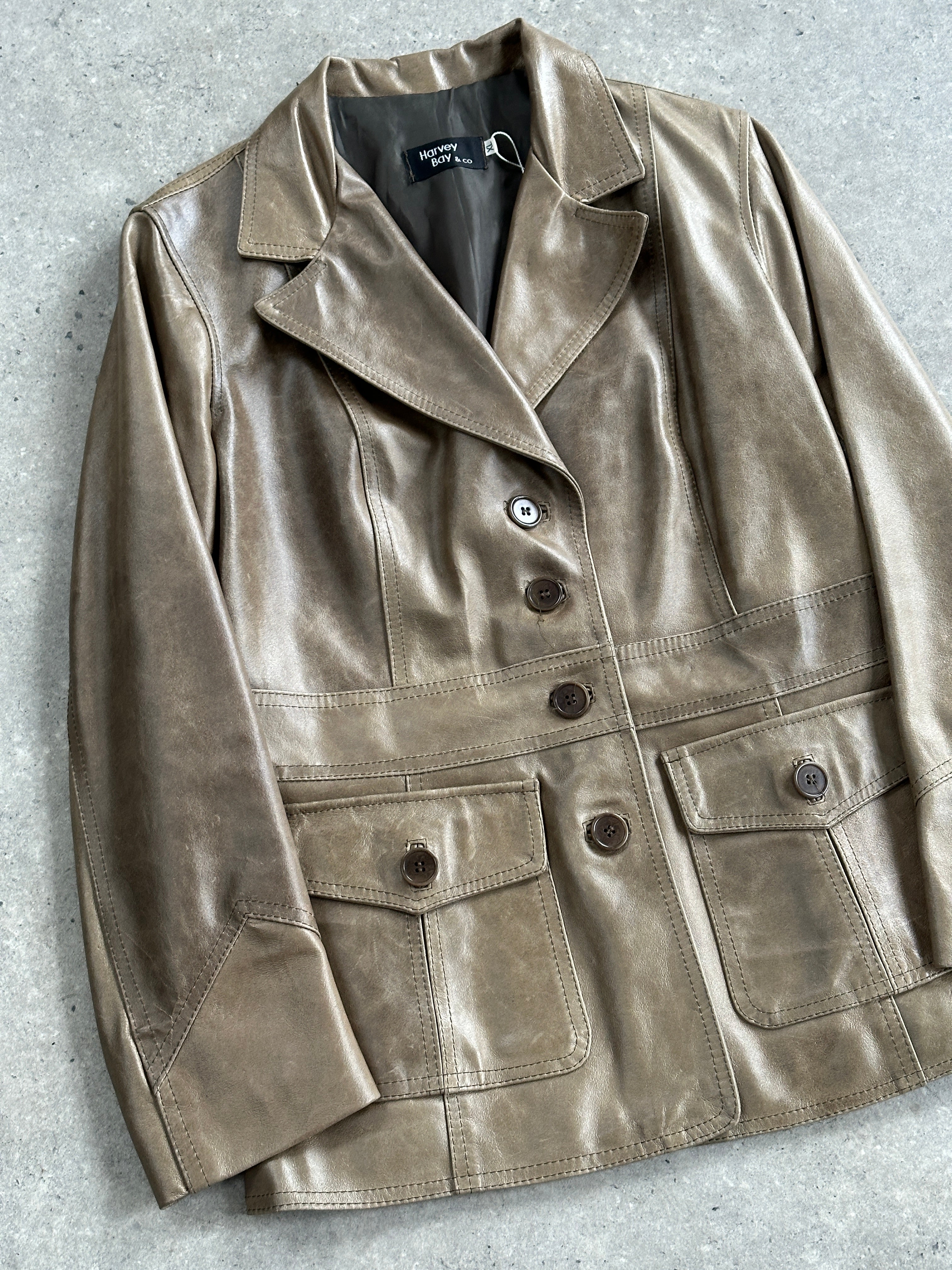 Italian Vintage Aged Leather Blazer Jacket - S/M - SYLK