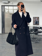 Burberry 1990s Herringbone Wool Double Breasted Coat - M/L - SYLK