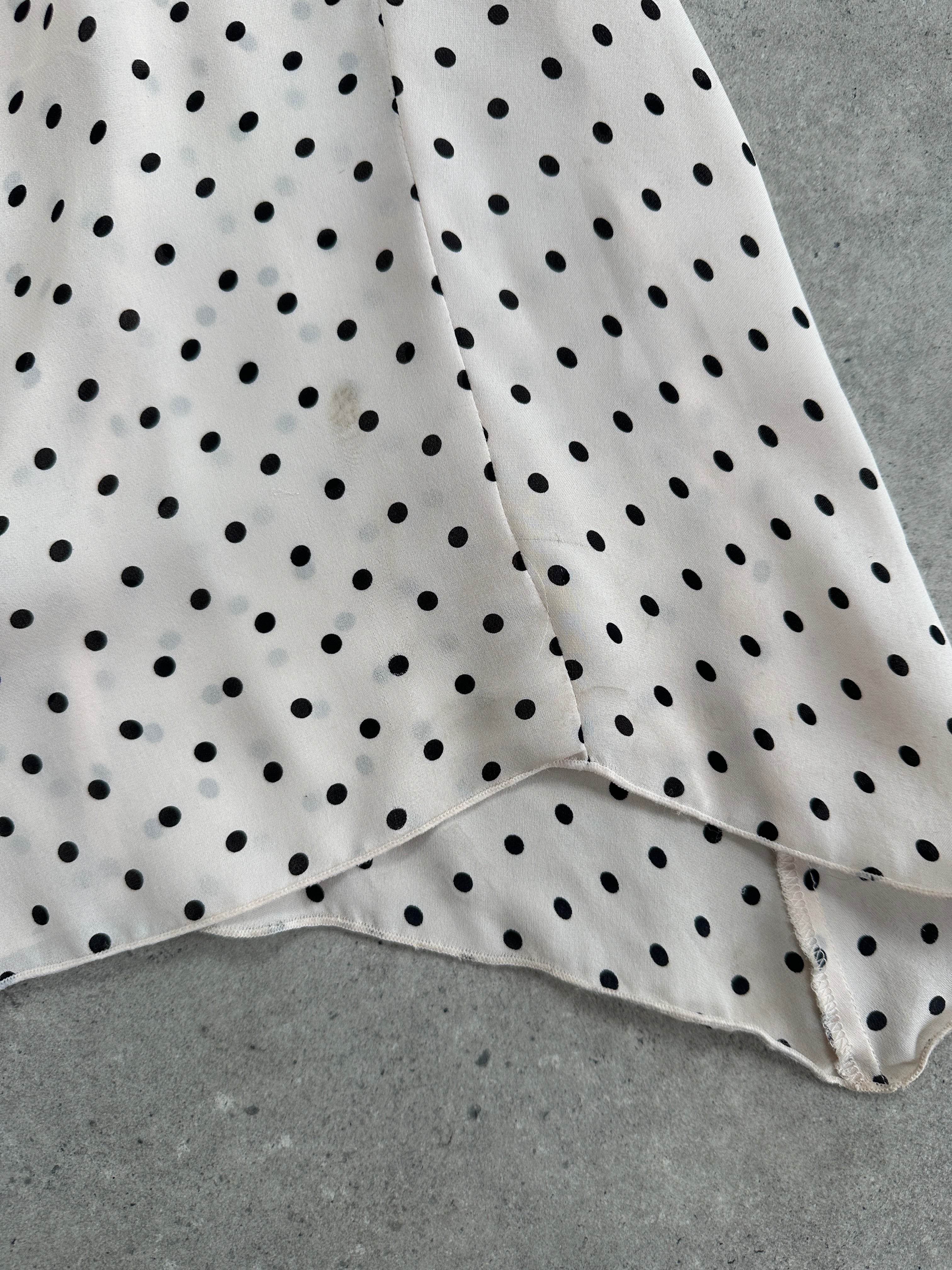 Jaeger 2000s Pure Silk Polkadot Two Piece Skirt Top Set - L/W28 - SYLK