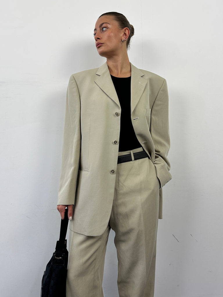 Vintage Linen Blend Single Breasted Suit - 42R/W34 - SYLK