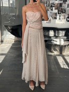 Jaeger 2000s Pure Silk Polkadot Two Piece Skirt Top Set - L/W28 - SYLK