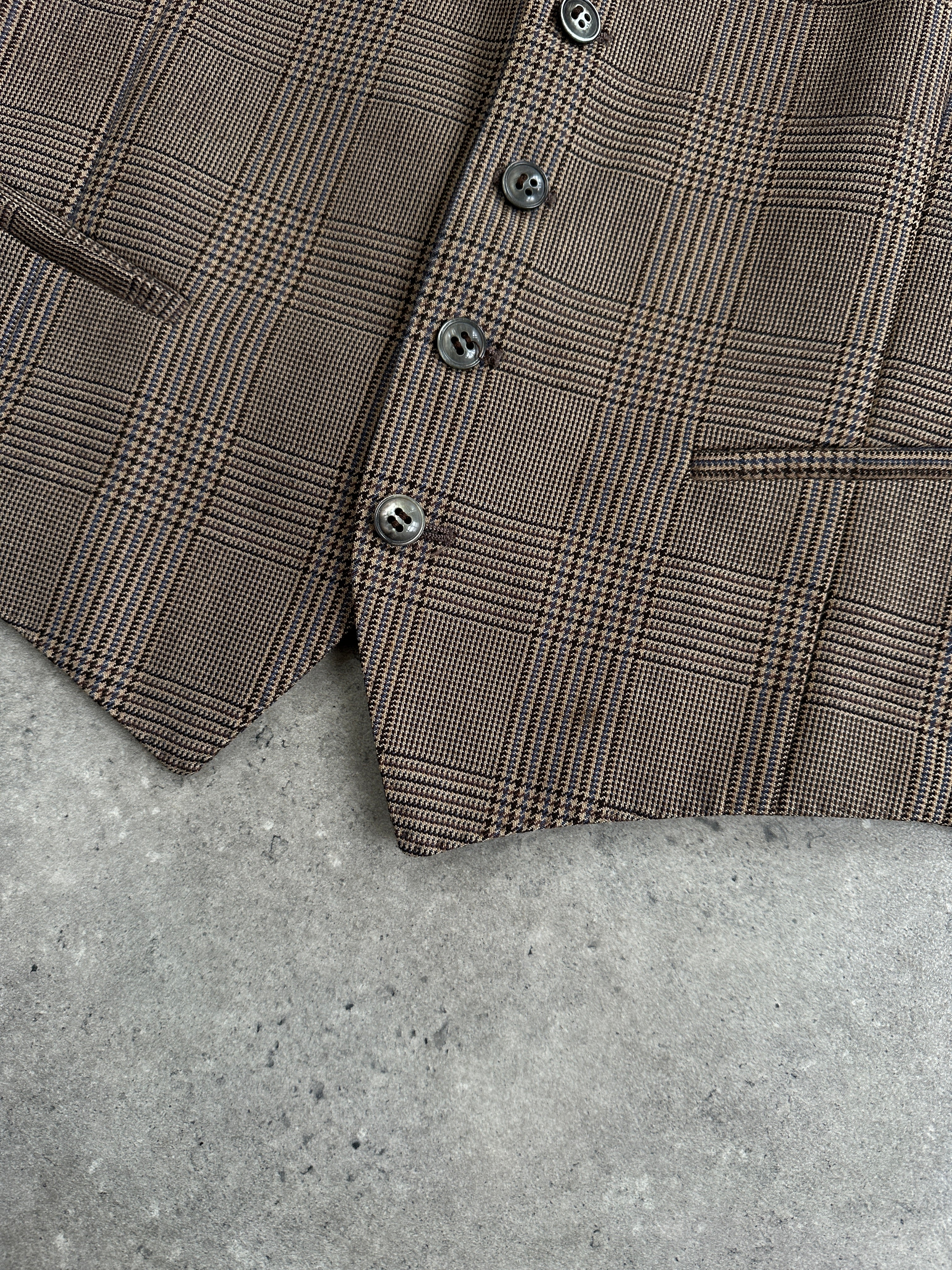 Vintage Wool Check Waistcoat - L - SYLK