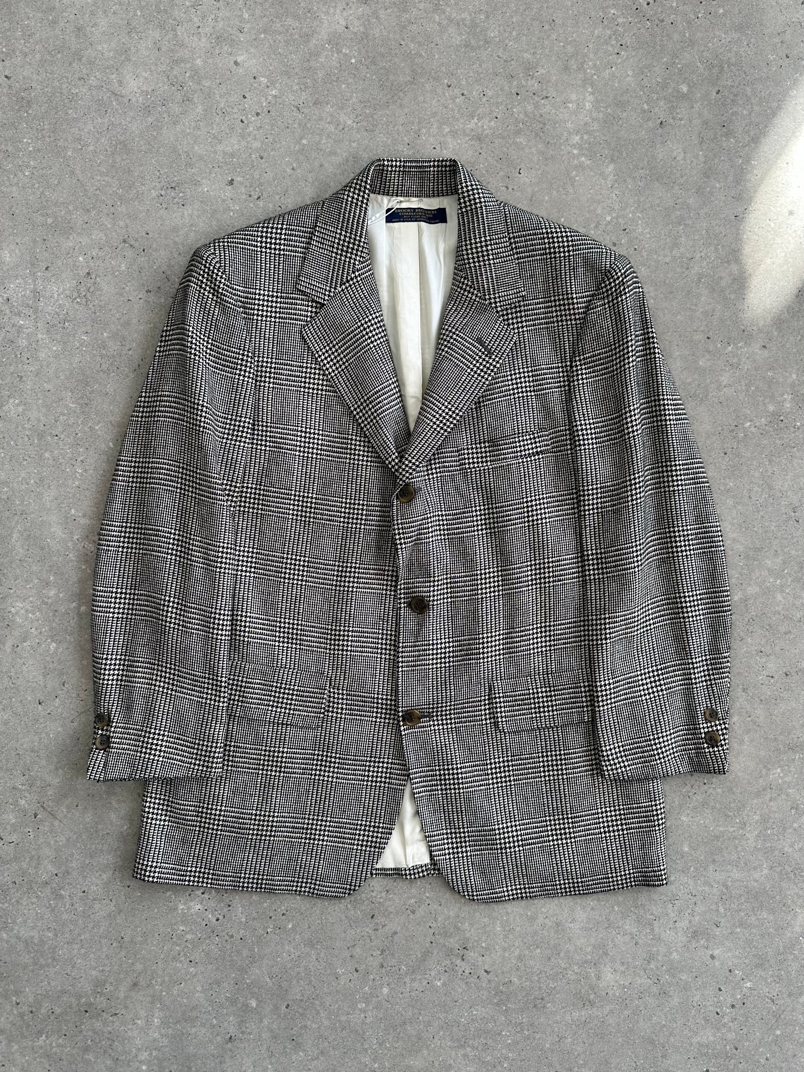 Vintage 80s Check Wool Single Breasted Blazer - 38S/M - SYLK
