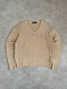 Ralph Lauren Polo Pure Cotton Knitted Logo Jumper - XL - SYLK