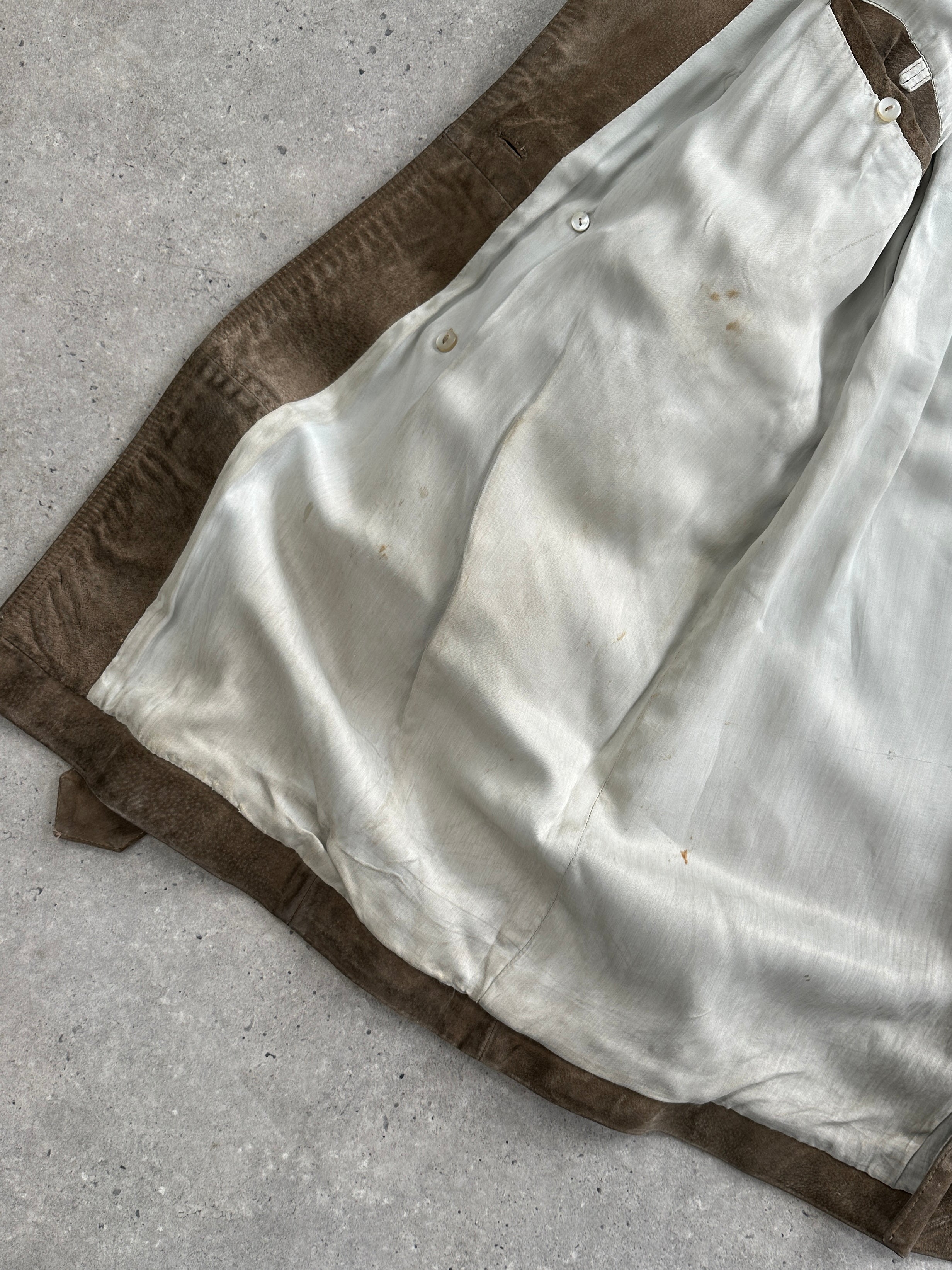 Vintage Pure Suede Belted Trench Coat - XL - SYLK