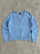 Burberry London 00s V Neck Cotton Logo Jumper - S - SYLK