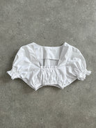 Vintage 2000s Ruched Square Neck Cotton Crop Top - S - SYLK