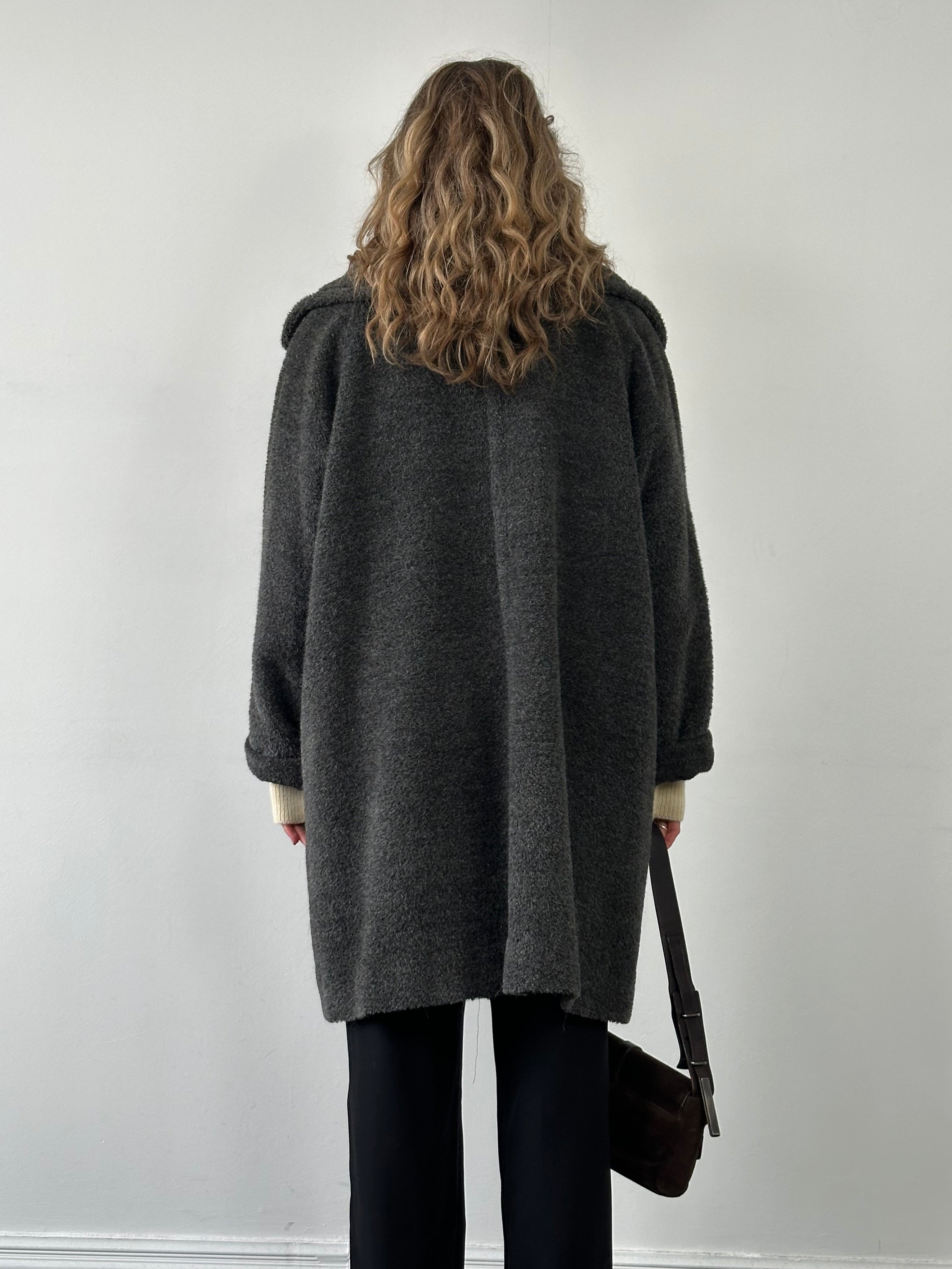 Max Mara Fuzzy Wool Alpaca Double Breasted Coat - XL - SYLK
