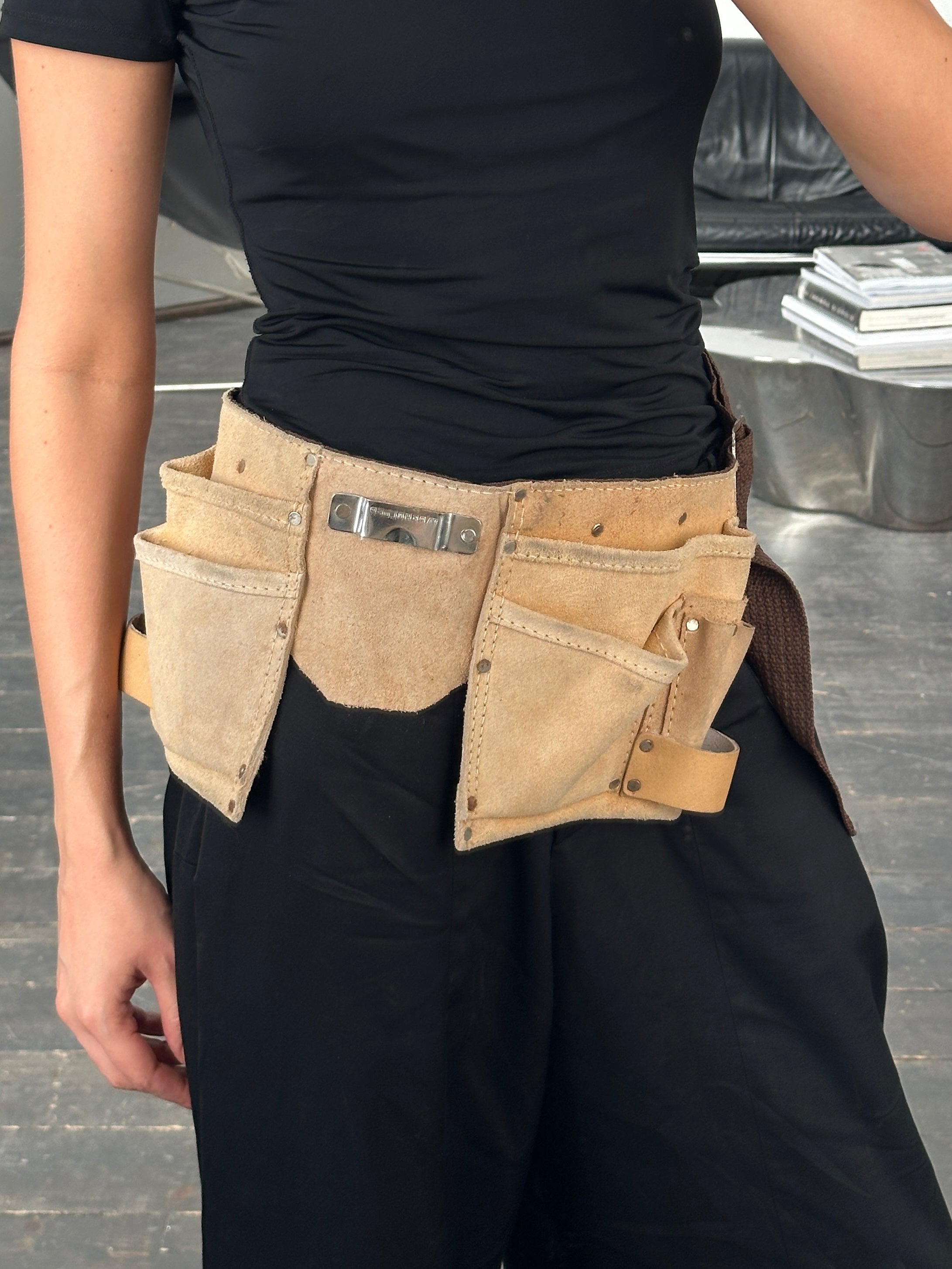 Vintage 1980s Suede Workwear Belt Bag - One Size - SYLK