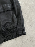 Vintage Leather Minimal Bomber Jacket - XL - SYLK