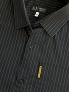 Armani Jeans Stripe Cotton Logo Shirt - M - SYLK