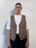 Vintage Wool Check Waistcoat - L - SYLK
