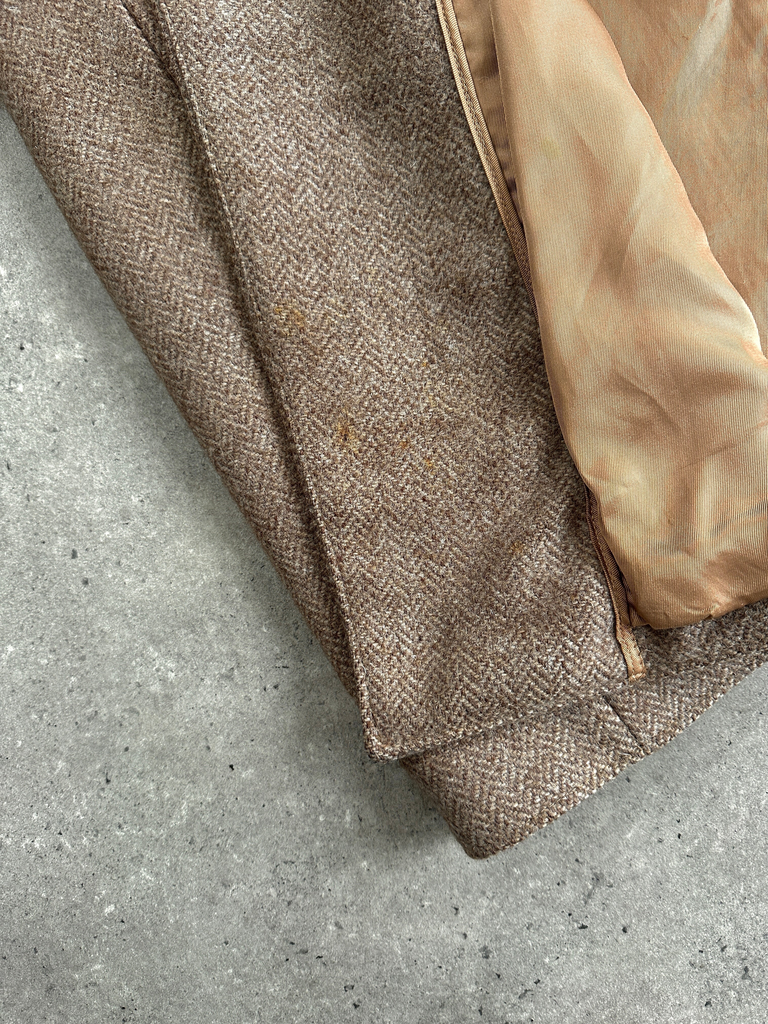 Vintage Wool Herringbone Double Breasted Coat - XL - SYLK