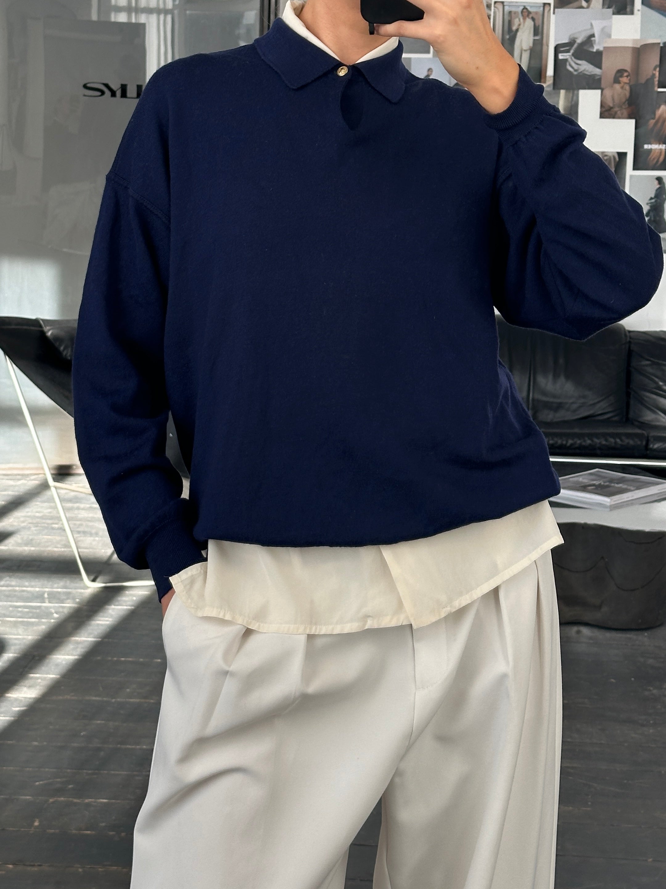Gianni Versace Versus 1990s Pure Wool Bespoke Button Polo Jumper - L - SYLK