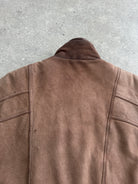 Vintage 1990s High Neck Aged Leather Bomber Jacket - L - SYLK