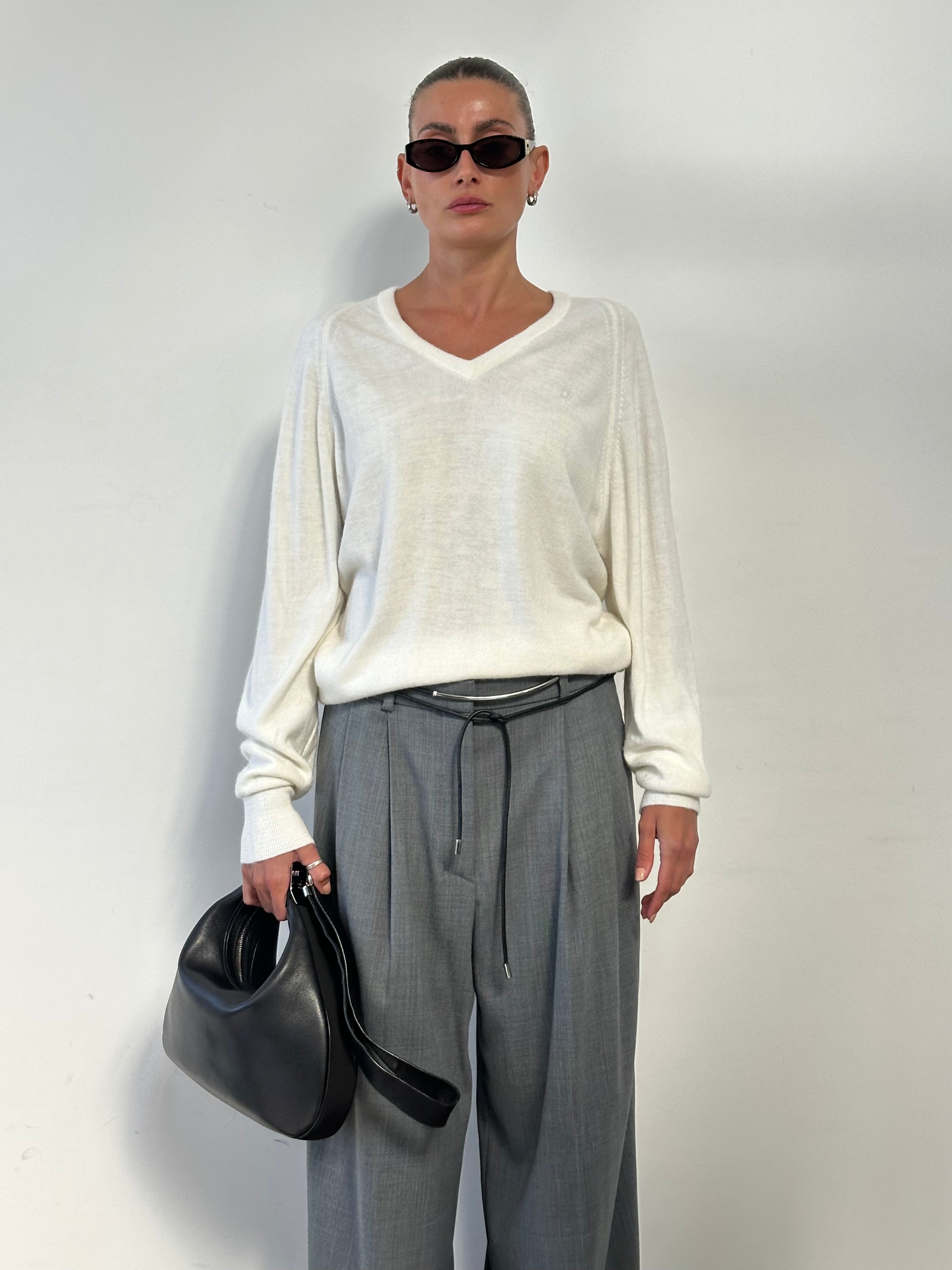 Christian Dior V Neck Logo Knitted Jumper - L - SYLK