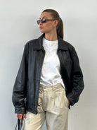 Vintage Minimal Leather Jacket - L - SYLK