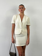 Missoni 90s Linen Silk Blazer Mini Skirt Two Piece Set - S/M - SYLK