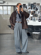 Vintage 1980s Aged Boxy Leather Jacket - XL - SYLK