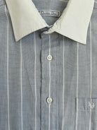 Christian Dior Stripe Contrast Collar Logo Shirt - M - SYLK
