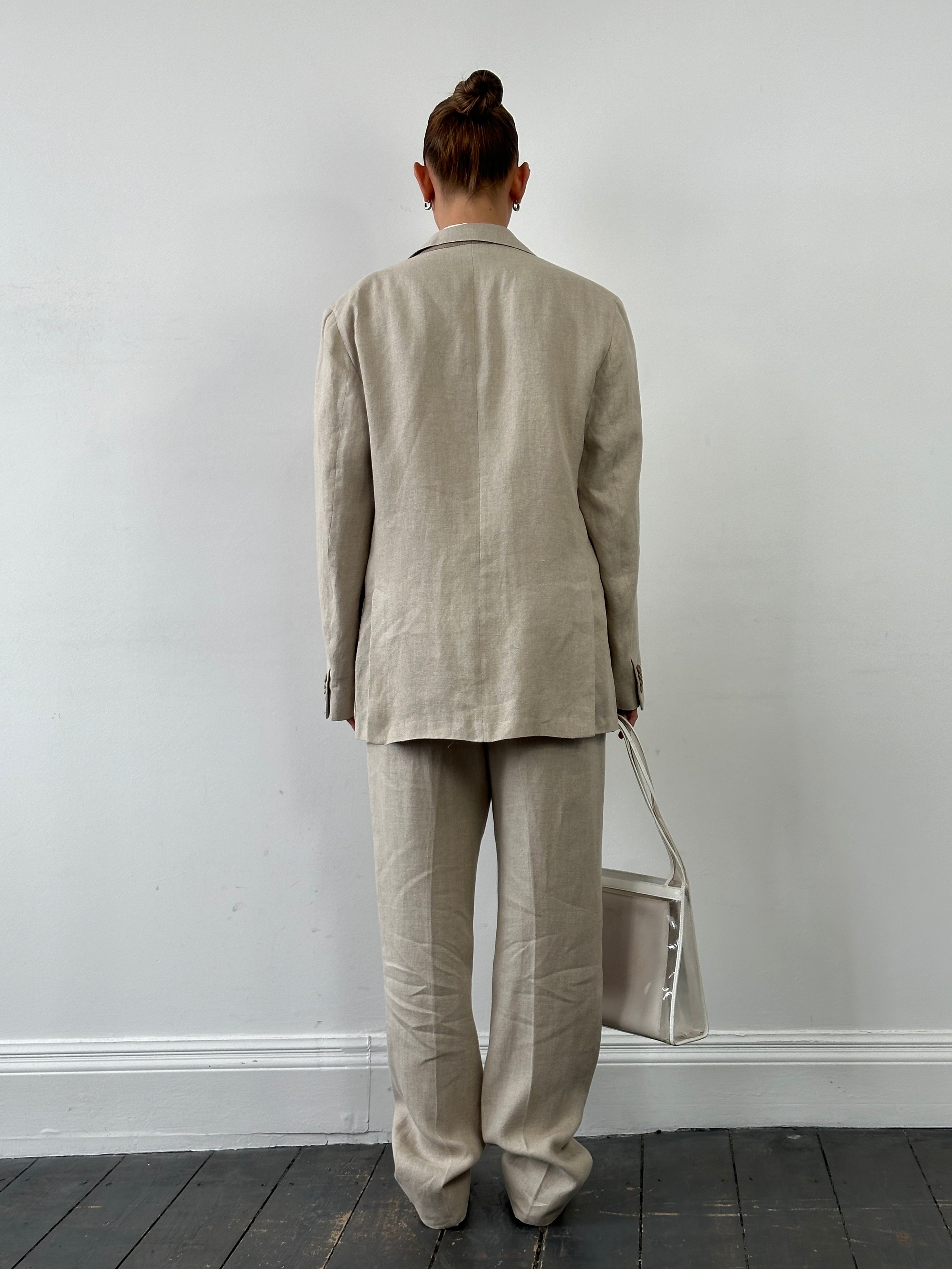 Italian Vintage Single Breasted Pure Linen Blend Suit - 42R/W34 - SYLK