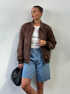 Vintage Leather Bomber Jacket - L/XL - SYLK