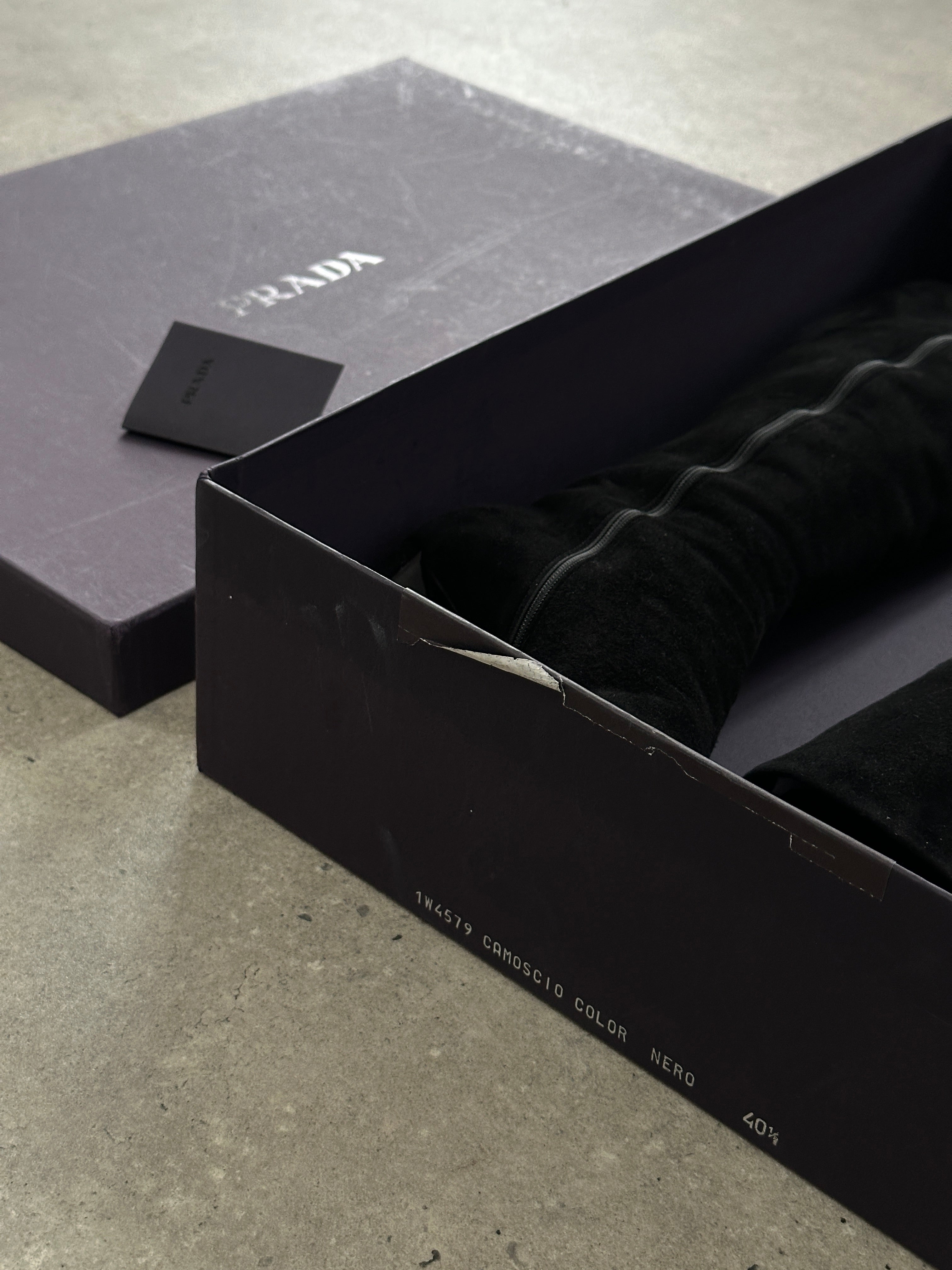 Prada Square Toe Suede Heeled Knee Boots - UK 7.5 / EU 40.5 - SYLK
