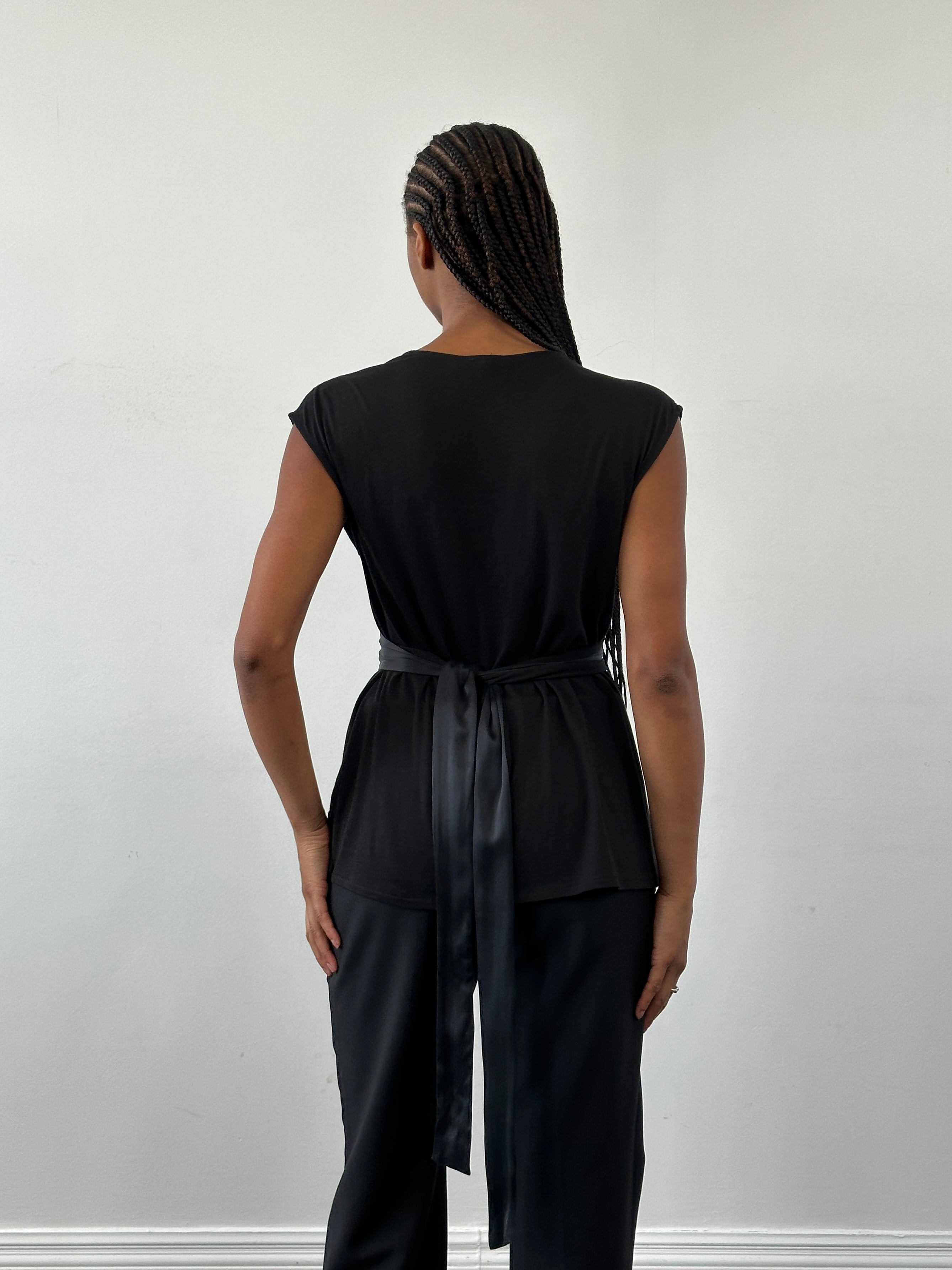 Jigsaw Silk Tie Vest Peplum Top - M - SYLK