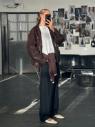 French Vintage 1980s Aged Boxy Leather Jacket - L - SYLK