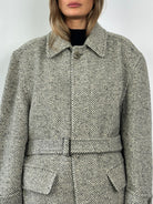 Valentino Pure Brushed Wool Herringbone Belted Coat - XL/XXL - SYLK