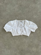 Vintage 2000s Ruched Trachten Cotton Crop Blouse Top - M - SYLK