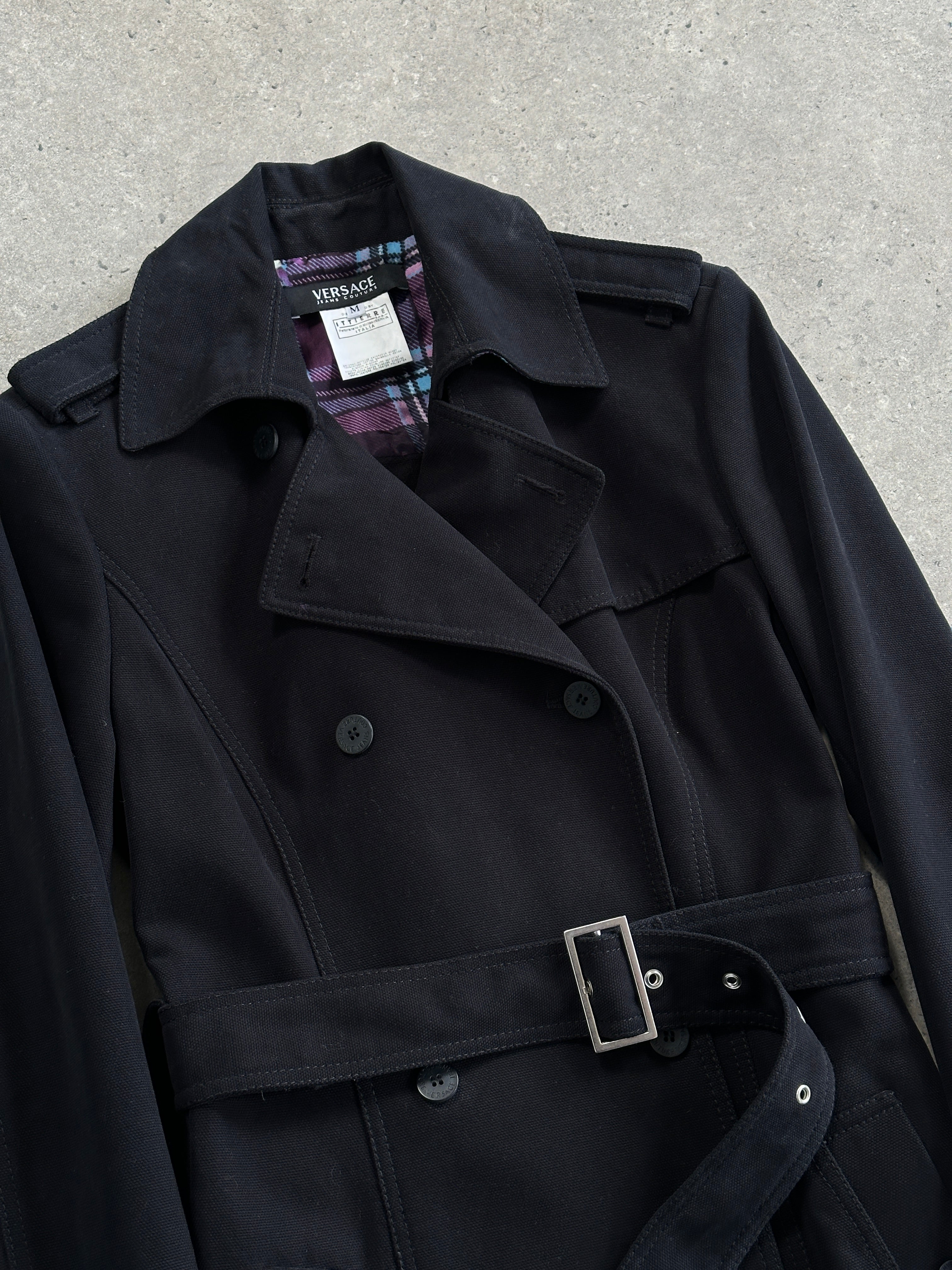 Versace Jeans Couture 00s Pure Cotton Belted Trench Coat - M - SYLK