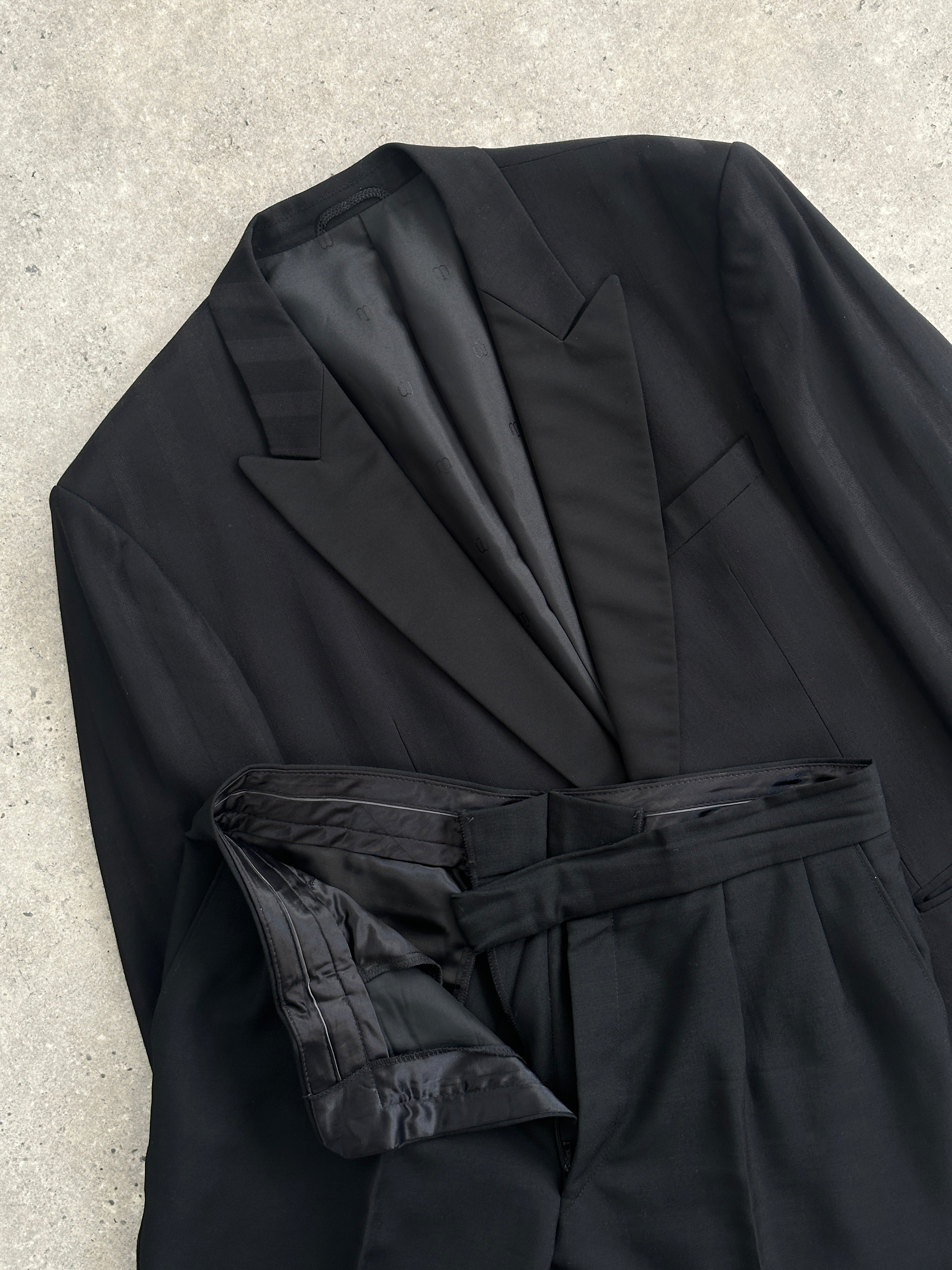 Vintage Tuxedo Wool Single Button Stripe Suit - 42R/W32 - SYLK