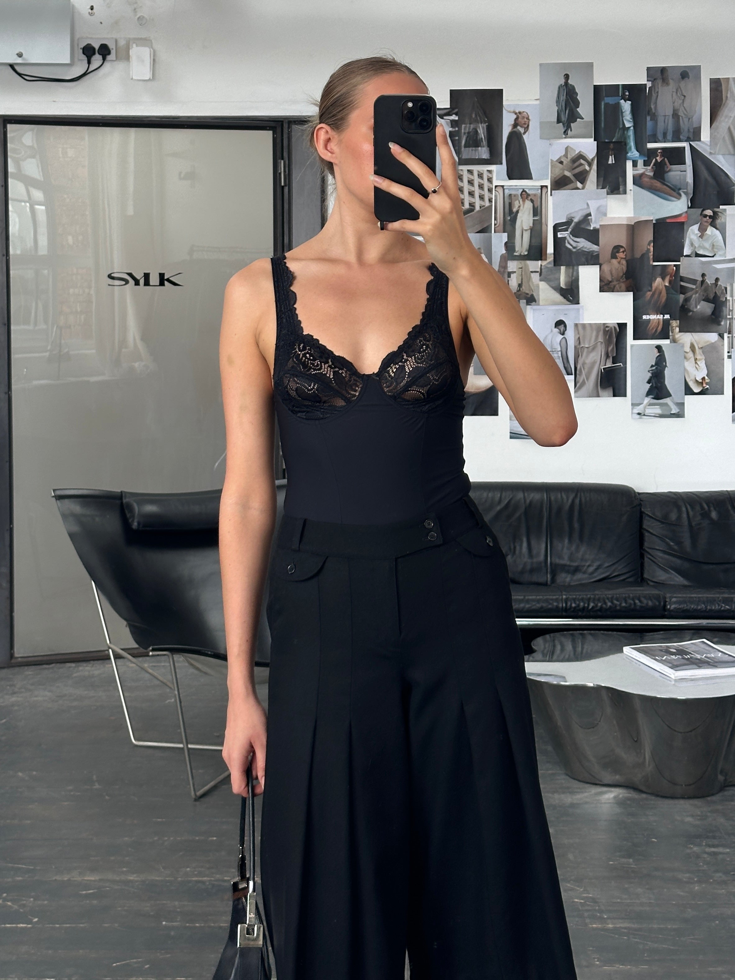 Vintage 2000s Satin Lace Bodysuit - S - SYLK