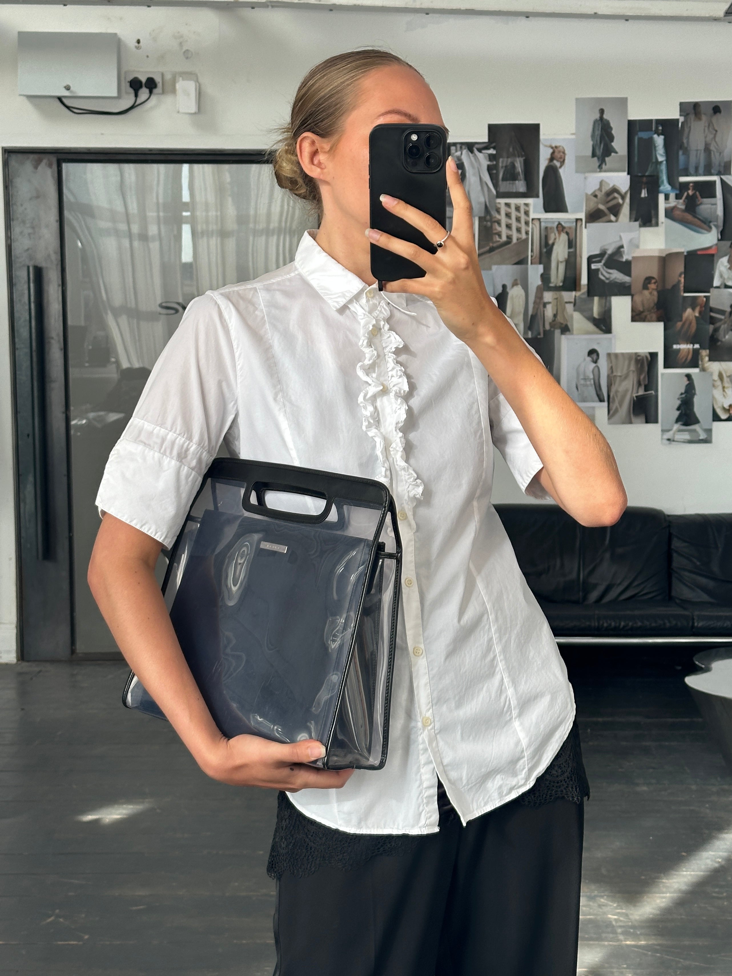 Vintage 1990s Short Sleeve Ruffle Shirt - M - SYLK