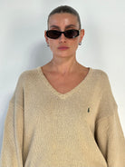 Ralph Lauren Polo Pure Cotton Knitted Logo Jumper - XL - SYLK