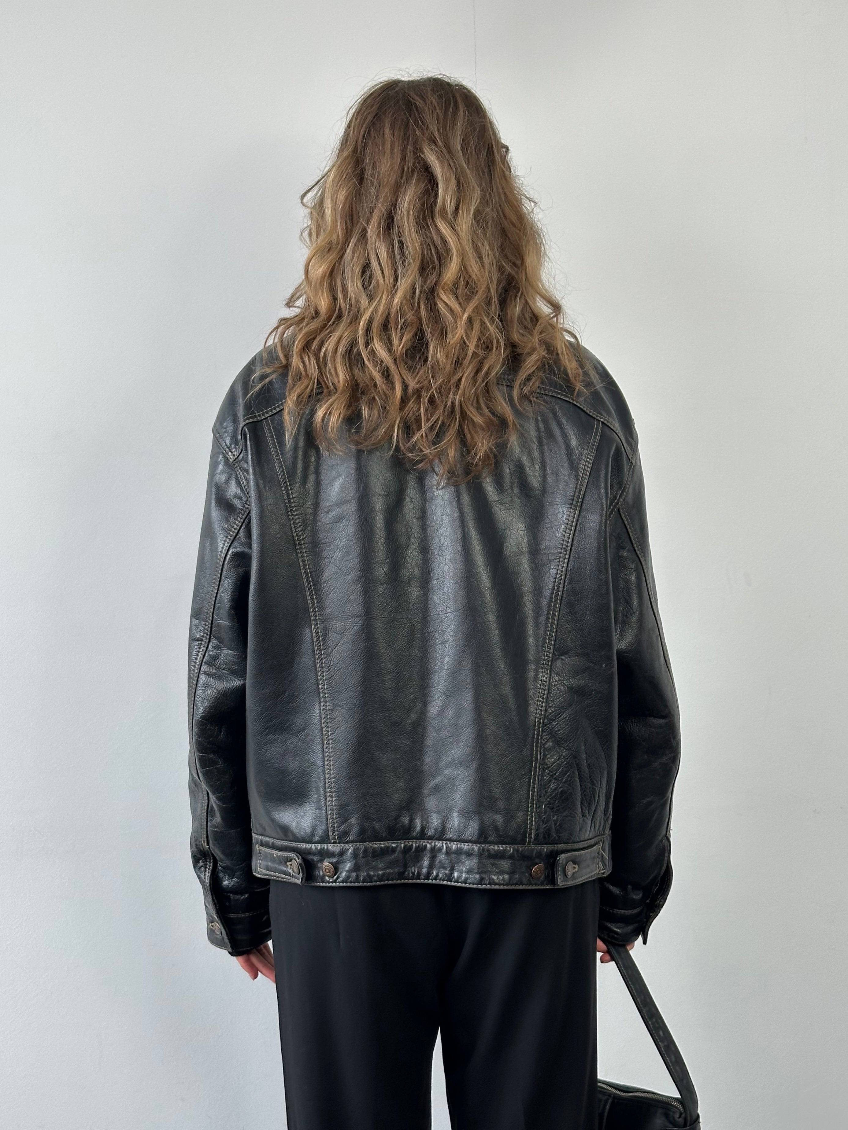 Levis 90s Contrast Stitch Leather Jacket - L - SYLK