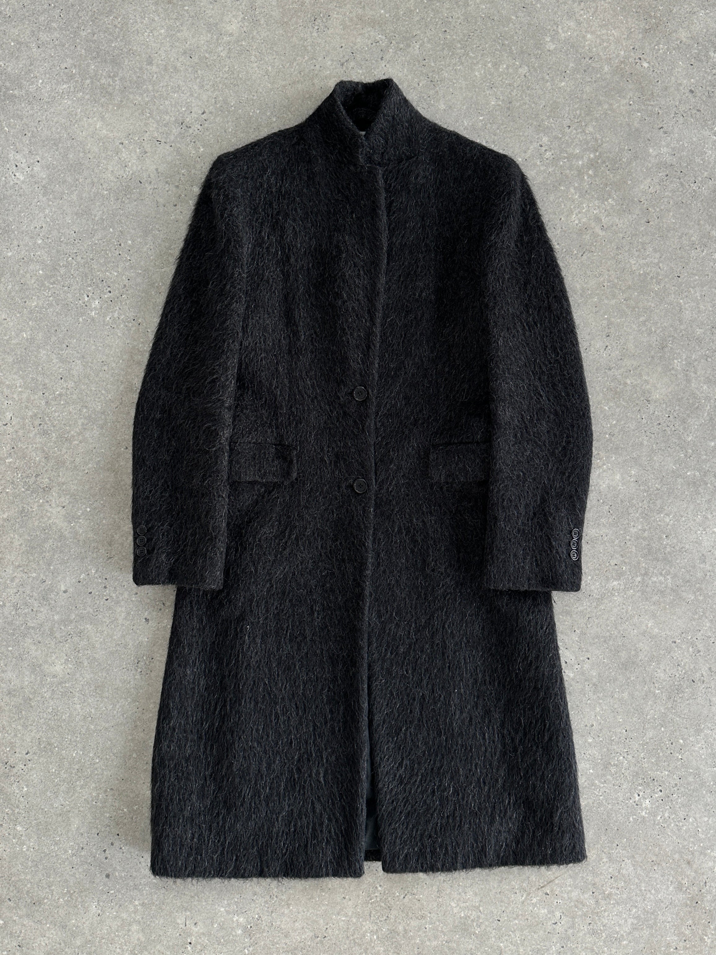 Nicole Fahri Fuzzy Alpaca Wool Single Breasted Coat - M - SYLK