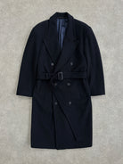 Vintage 1990s Wool Cashmere Double Breasted Belted Coat - L - SYLK