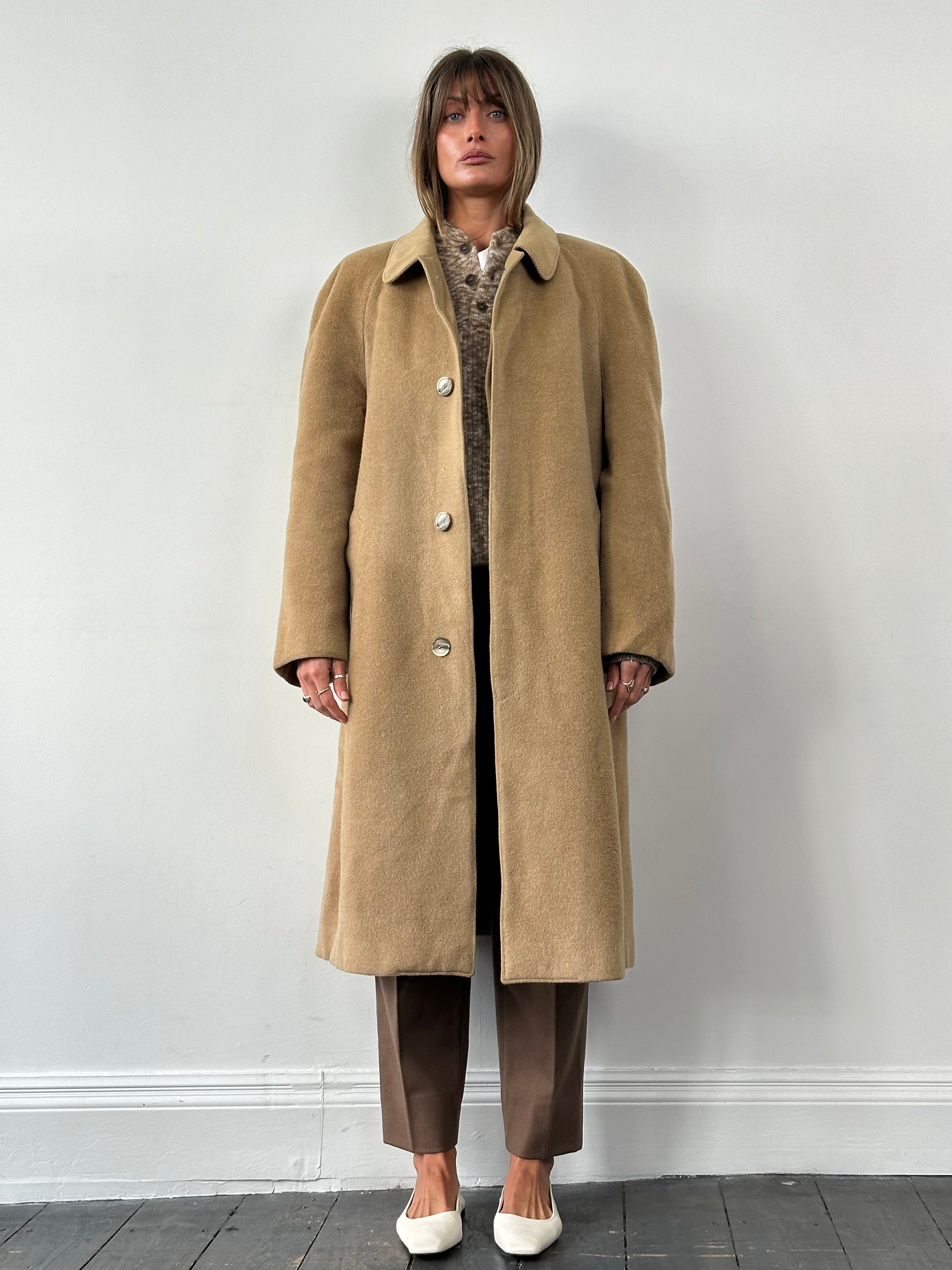 Christian Dior Fuzzy Wool Camel Hair Single Breasted Coat - XL/XXL - SYLK