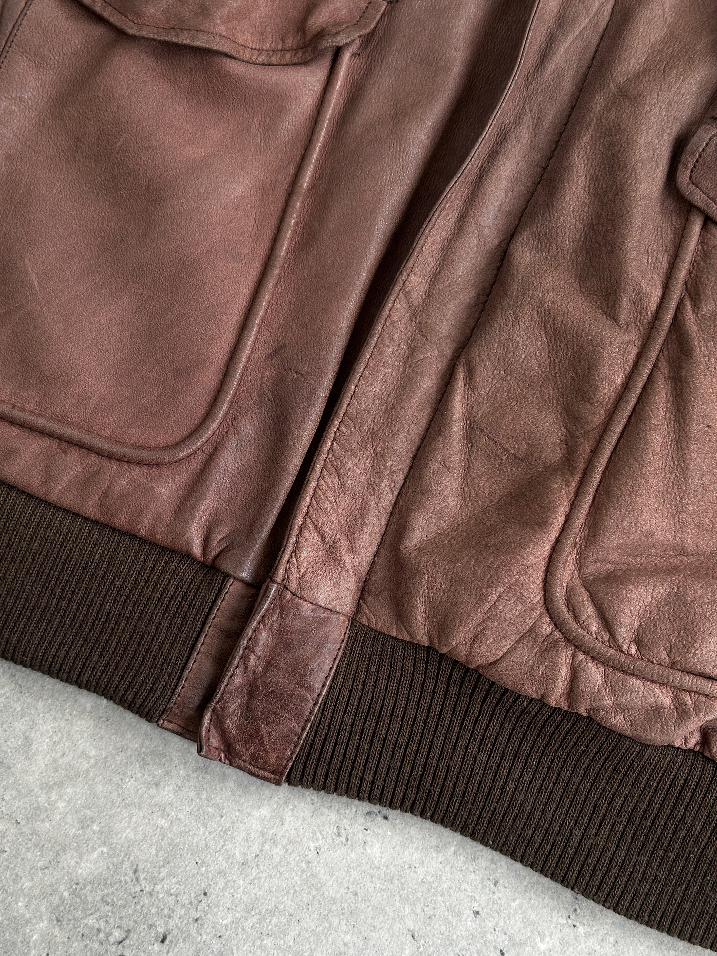 Vintage Leather Bomber Jacket - L/XL - SYLK