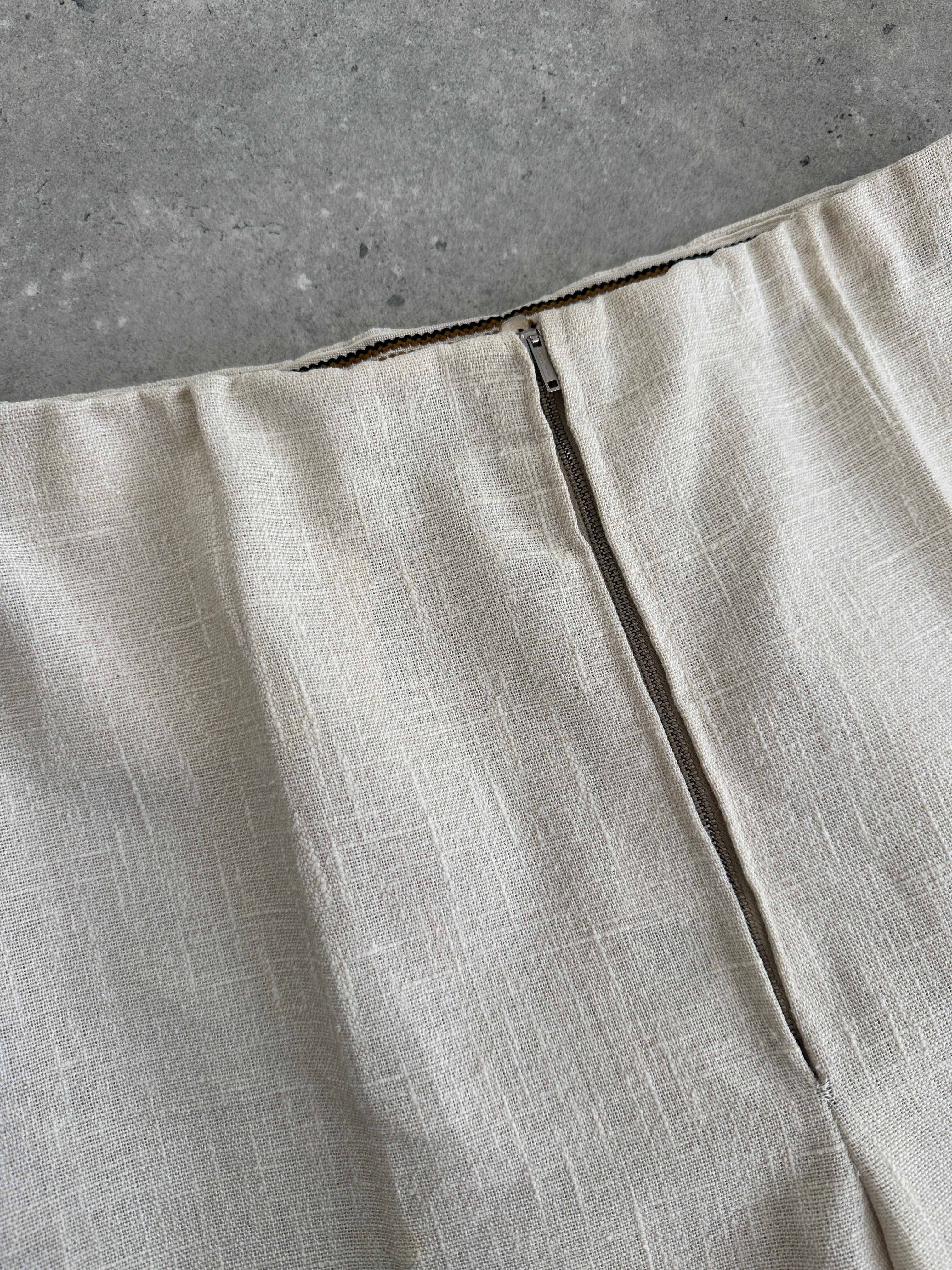 Vintage Front Zip Linen Flared Trousers - W26 - SYLK