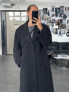 Italian Vintage 1980s Wool Cashmere Herringbone Coat - XL - SYLK