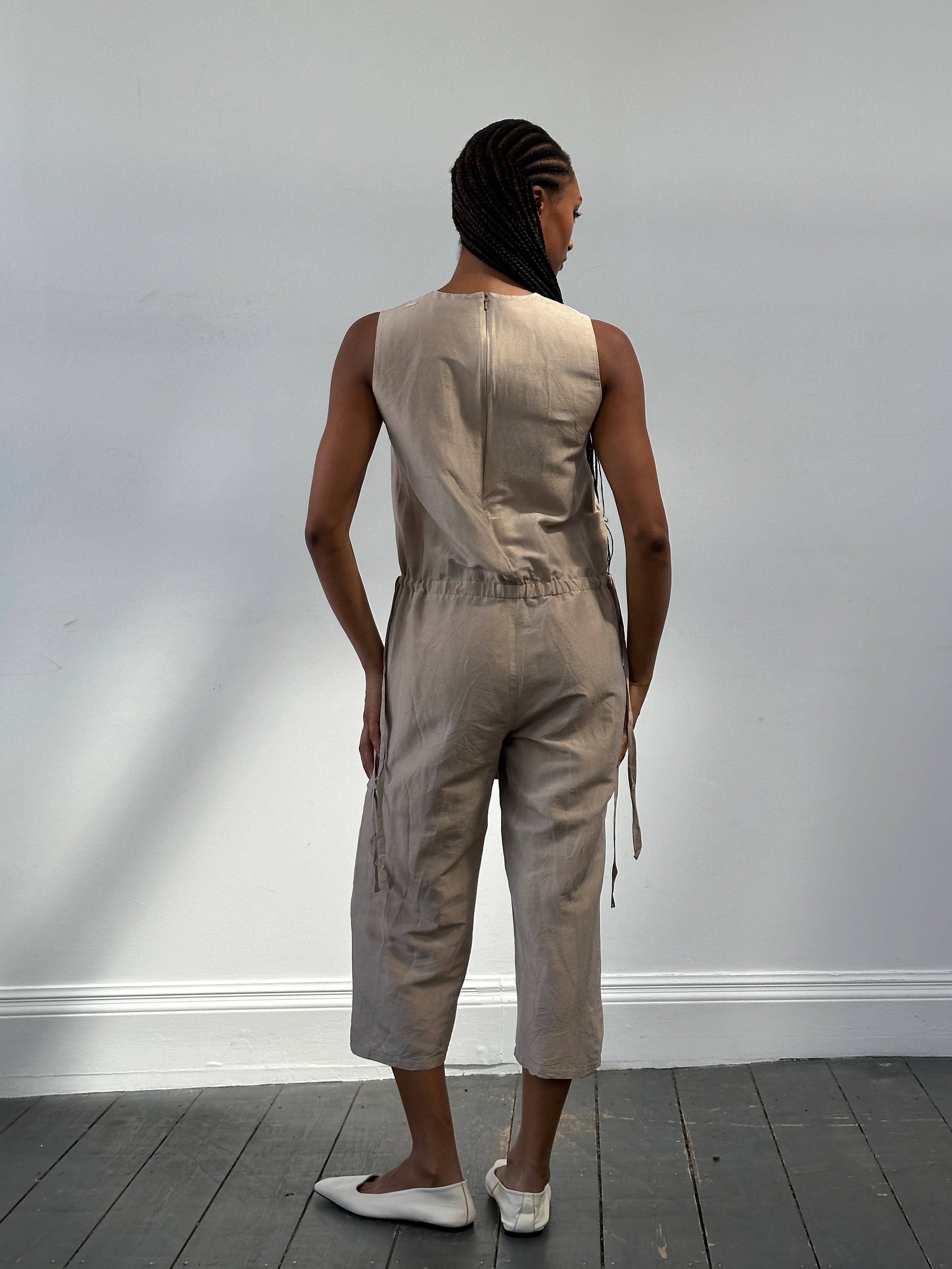 Max Mara ‘S Silk Layered Wide Leg Jumpsuit - S/M - SYLK
