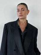 Yves Saint Laurent 80s Wool Tuxedo Double Breasted Blazer - 44S/XL - SYLK