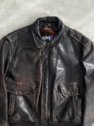 Schott NYC Distressed Leather Bomber Jacket - L/XL - SYLK