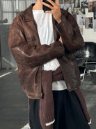 French Vintage 1980s Aged Boxy Leather Jacket - L - SYLK