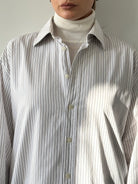 Yves Saint Laurent 00s Stripe Pure Cotton Logo Shirt - XL - SYLK