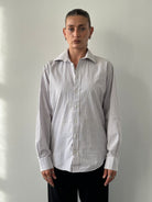 Yves Saint Laurent 00s Mini Check Pure Cotton Logo Shirt - M - SYLK